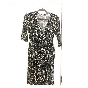 Black and white wrap dress